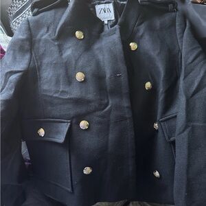 Zara Admiral Military Style Crop Jacket